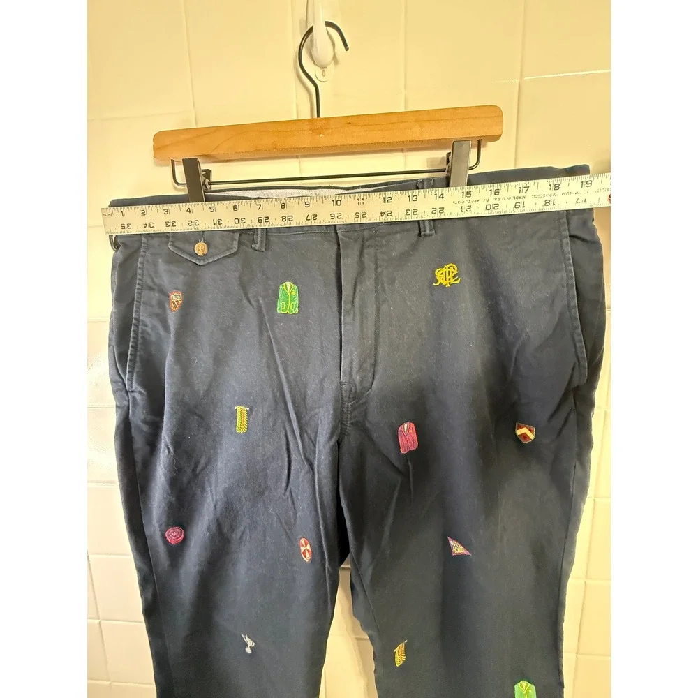 Polo Ralph Lauren Navy Multi Embroidered Icon Stretch Straight Chino Pants 38x32